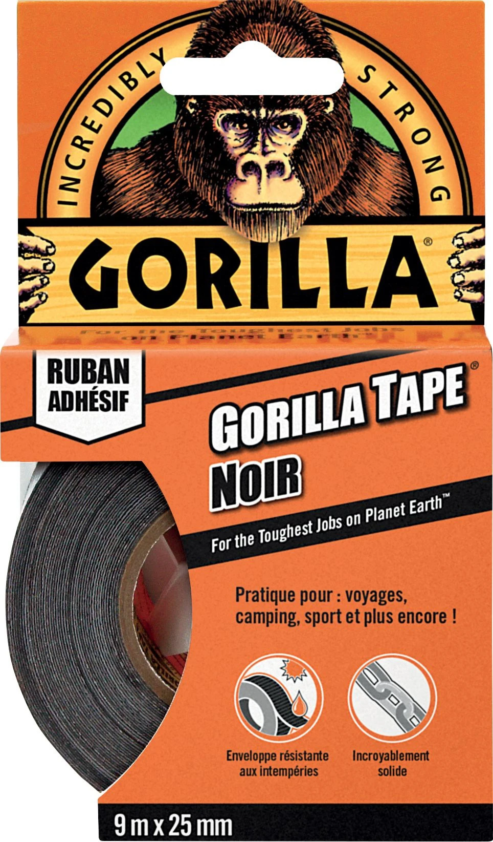 Gorilla Tape Handy Roll 9m x 25 mm Gorilla Tape Handy Roll 9m X 25 Mm -Magasin Aventure Nordique ruban adhesif duct tape gorilla tape handy roll